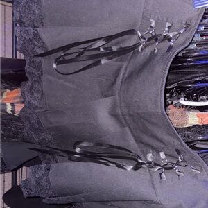 Black Lace-Trim High-Waist Women's Shorts